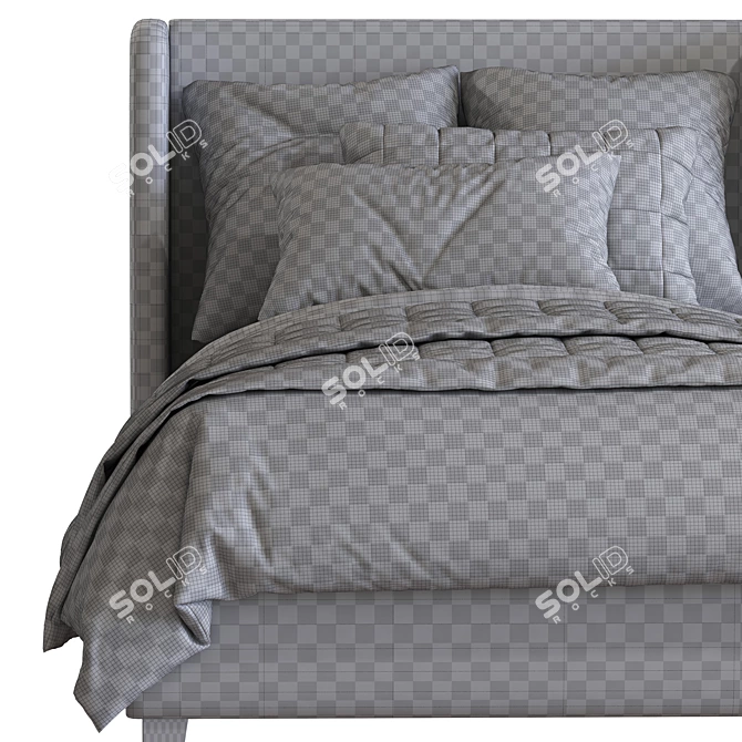 Angela Low Profile Upholstered Bed 3D model image 5