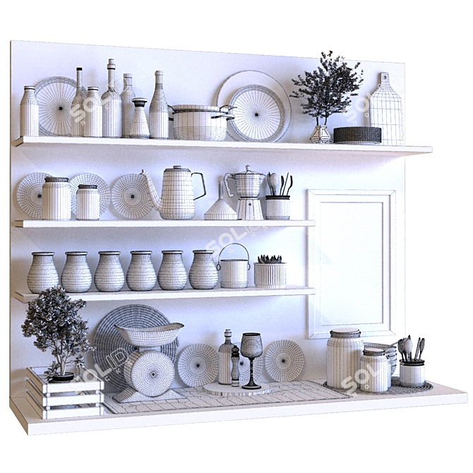 Elegant Kitchen Decor Set 3D model image 3