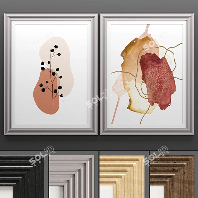 Modern Art Frame Set - 2 Frames with Textured Design 3D model image 1