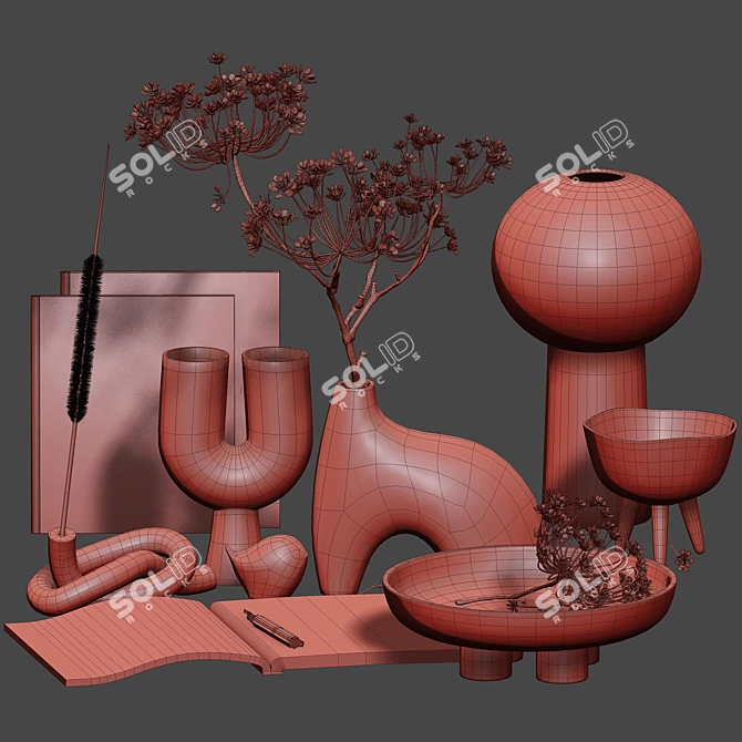 Ceramic & Heracleum Decor Set 3D model image 5
