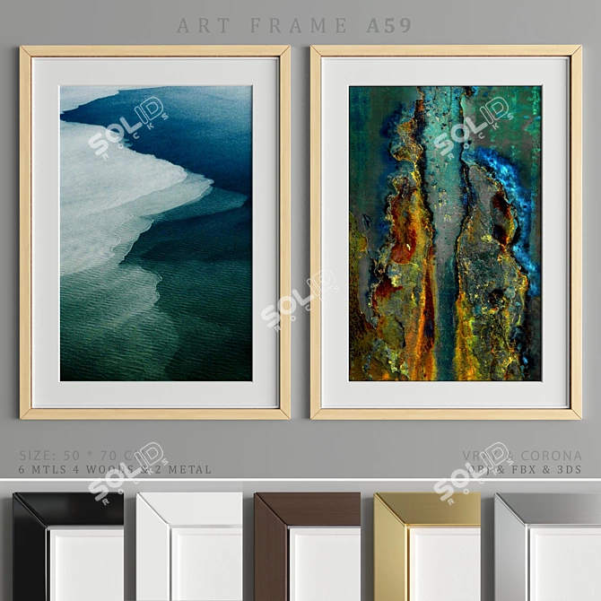 Elegant Art Frame: Wood & Metal 3D model image 1