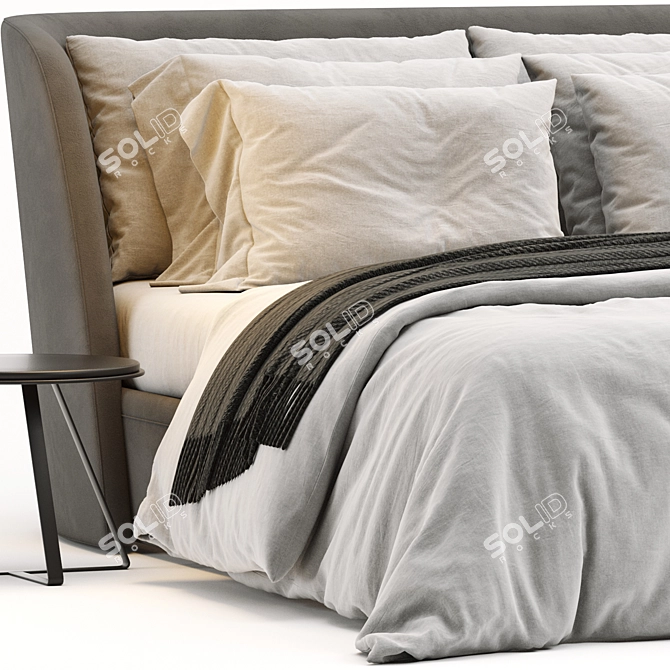 Luxurious Rolf Benz Tondo Fabric Bed 3D model image 2