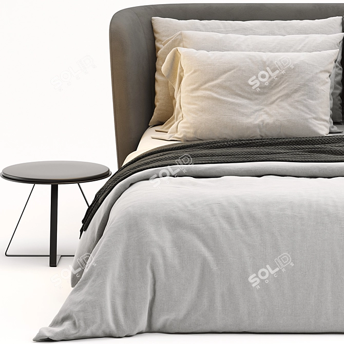 Luxurious Rolf Benz Tondo Fabric Bed 3D model image 3