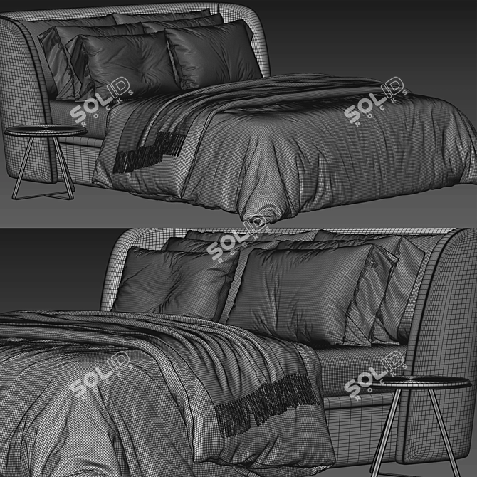 Luxurious Rolf Benz Tondo Fabric Bed 3D model image 5