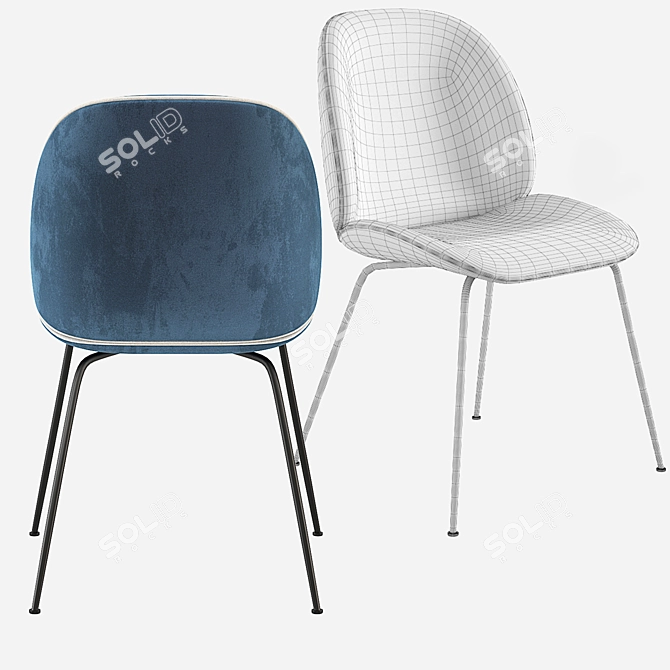 GUBI Beetle Velvet Dining Chair 3D model image 5