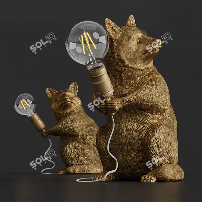 Woodland Glow Raccoon Lamp 3D model image 3