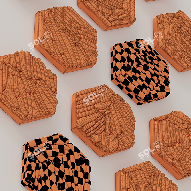 Hex Pebble Panel Decor 3D model image 5