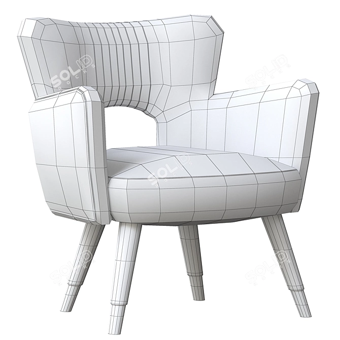 Vintage Elegance: Shane Wingback Accent Chair 3D model image 5