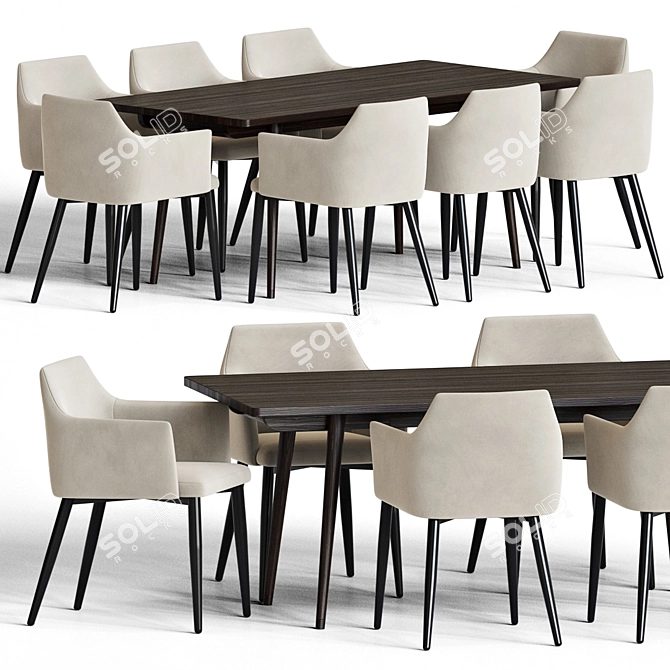 Modern 3-Piece Dining Set 3D model image 1