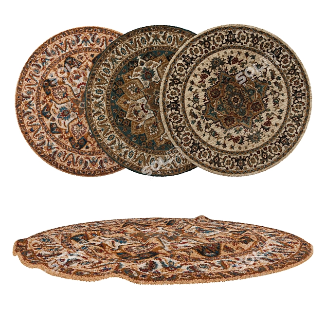 Versatile Round Carpets Set 3D model image 1