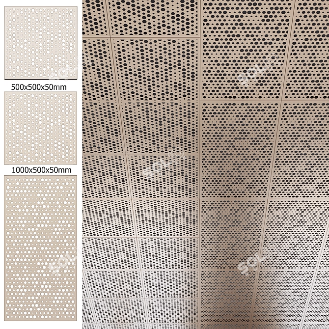 Title: Perforated Metal Panels for Stylish Decor 3D model image 1