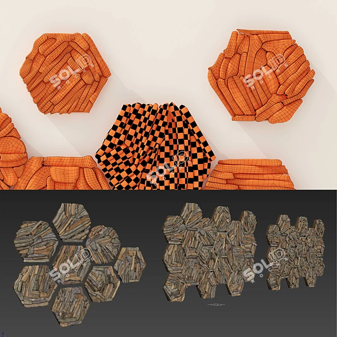 Hexagon Branch Panel: Nature-inspired 3D Model 3D model image 1