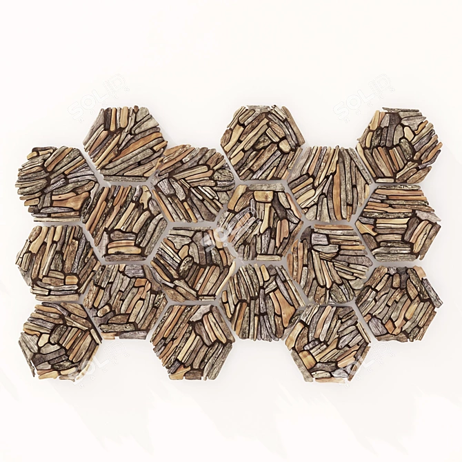 Hexagon Branch Panel: Nature-inspired 3D Model 3D model image 4