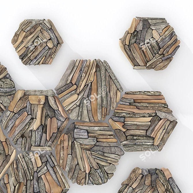 Hexagon Branch Panel: Nature-inspired 3D Model 3D model image 8