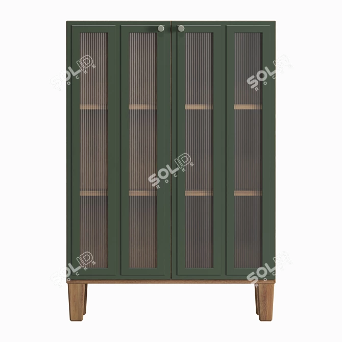 Scandinavian Small Sideboard with Corrugated Glass 3D model image 2