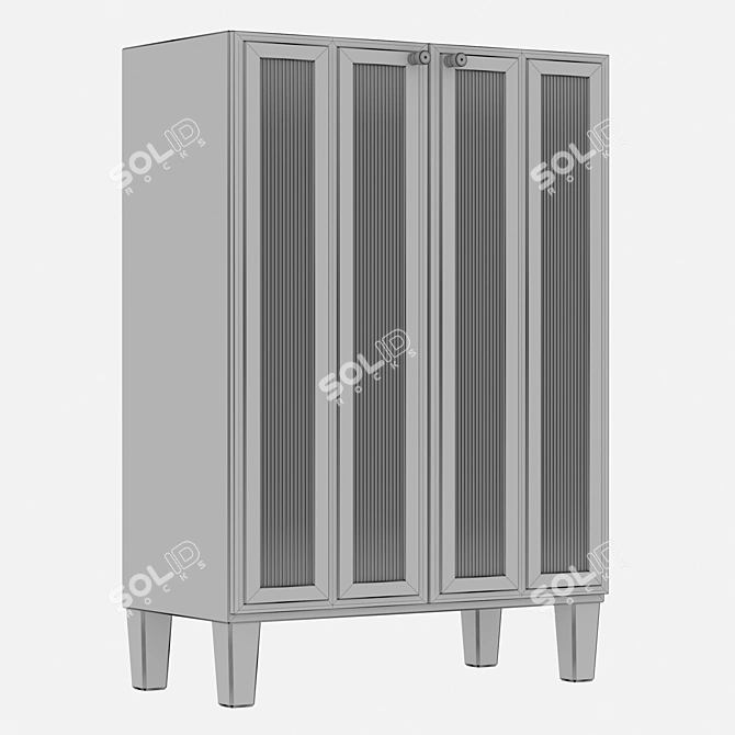 Scandinavian Small Sideboard with Corrugated Glass 3D model image 4