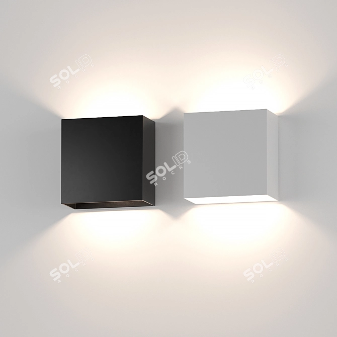 Modern Square Aluminum Wall Light 3D model image 1