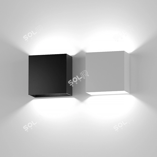 Modern Square Aluminum Wall Light 3D model image 2