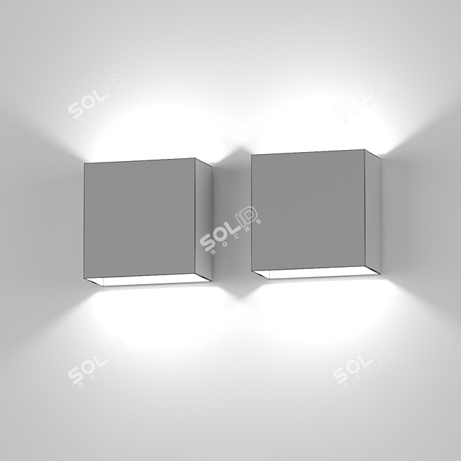 Modern Square Aluminum Wall Light 3D model image 3