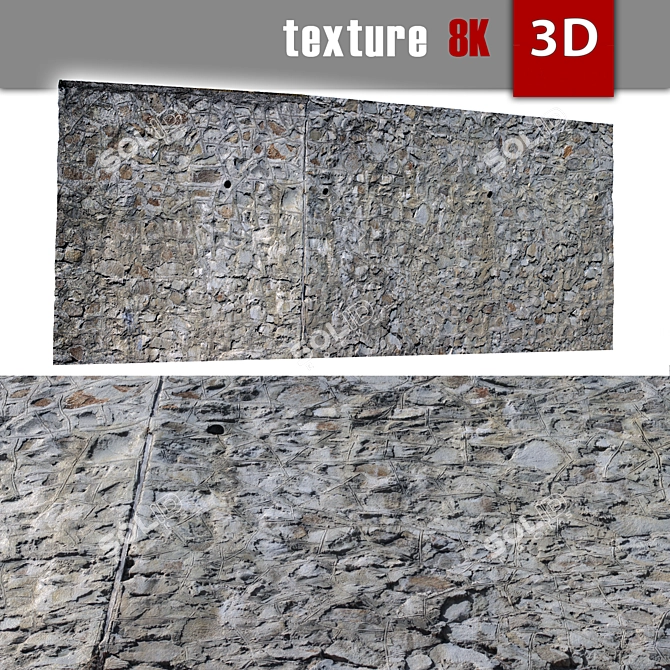 Stone Wall 3D Model 3D model image 1