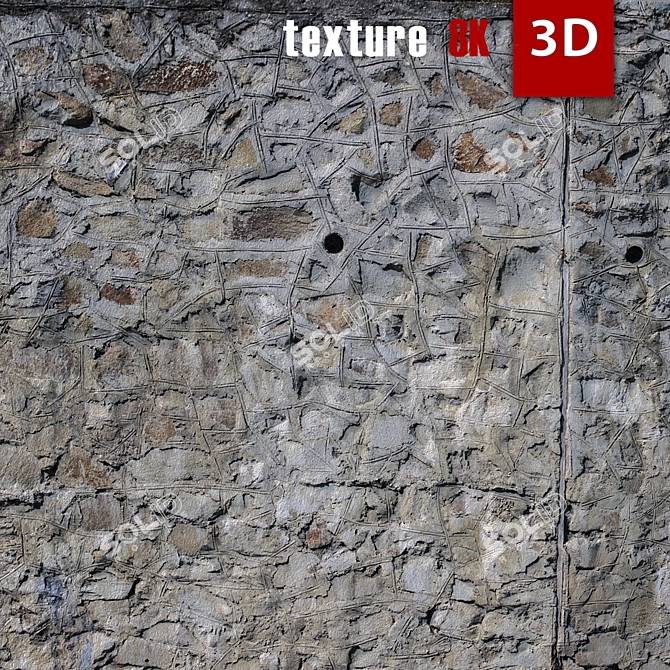 Stone Wall 3D Model 3D model image 3