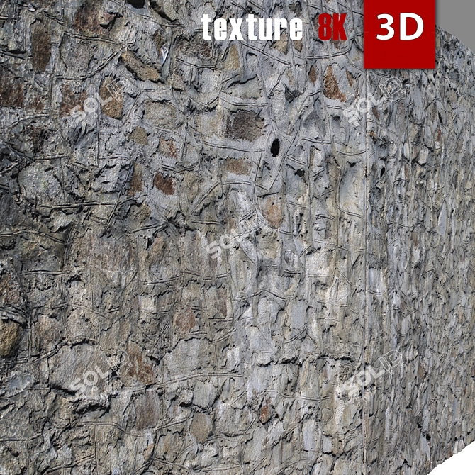 Stone Wall 3D Model 3D model image 5