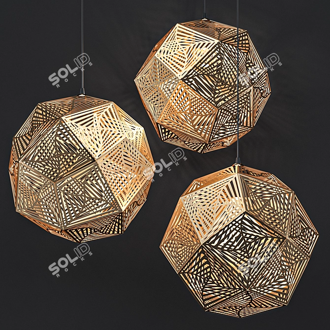 Geometric Metal Perforated Lamp 3D model image 1