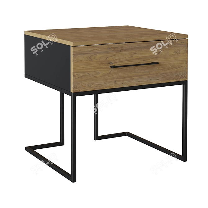 Industrial Loft Style Bedside Table 3D model image 1