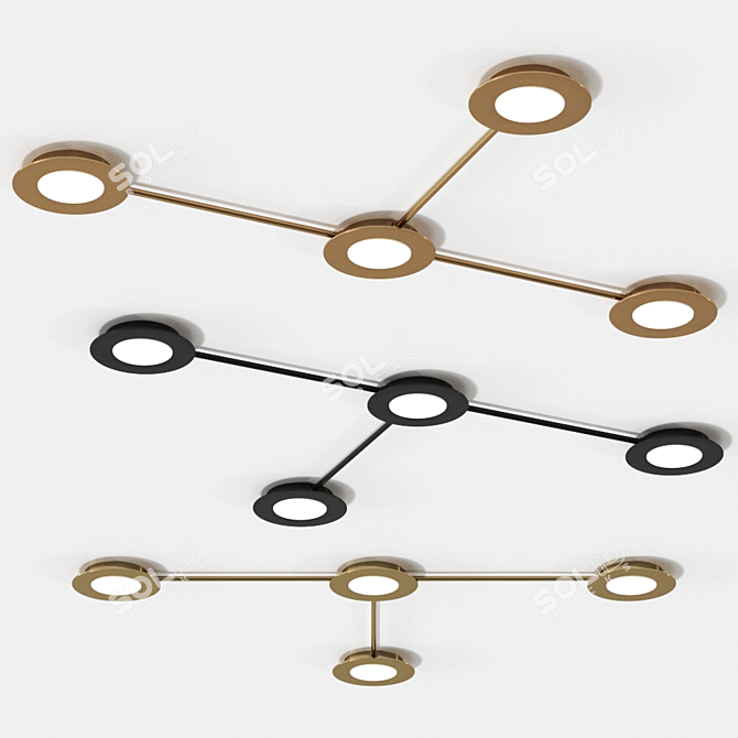 Vintage Modular Metal Ceiling Lamp 3D model image 1