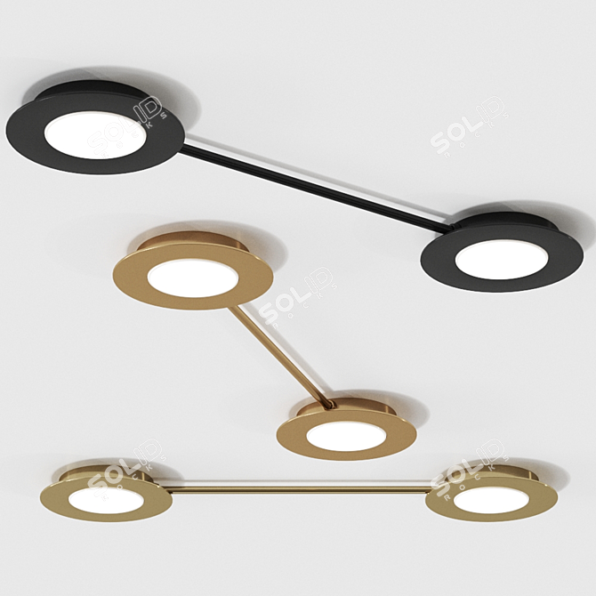 Vintage System Metal Ceiling Lamp 3D model image 1