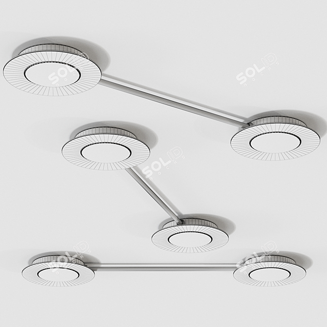 Vintage System Metal Ceiling Lamp 3D model image 2