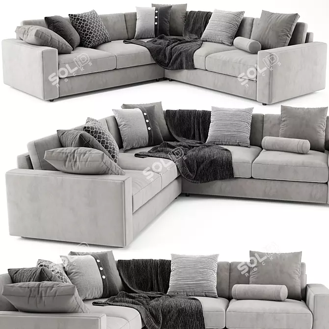 Modern Urban L-Shaped Sofa 3D model image 1