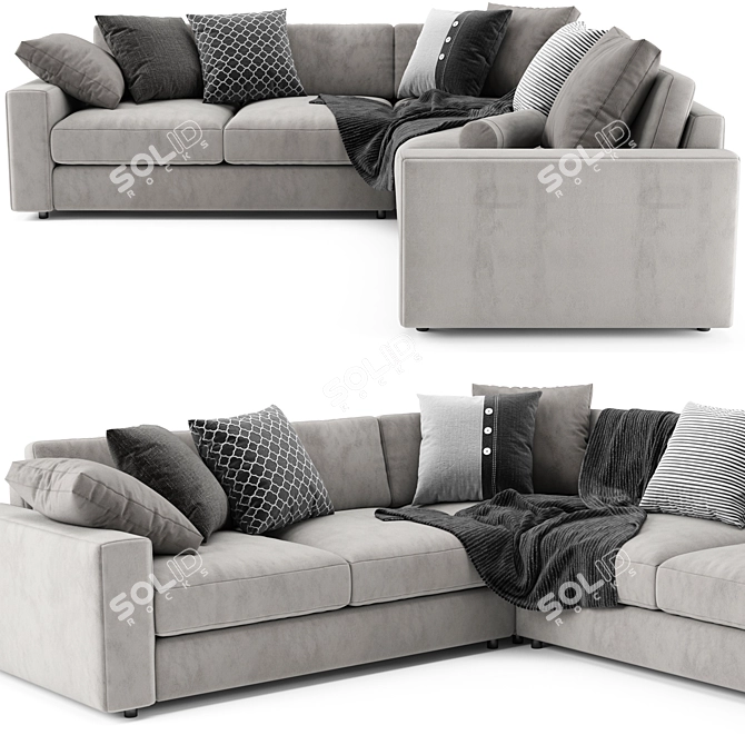 Modern Urban L-Shaped Sofa 3D model image 2