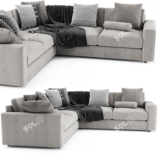 Modern Urban L-Shaped Sofa 3D model image 3