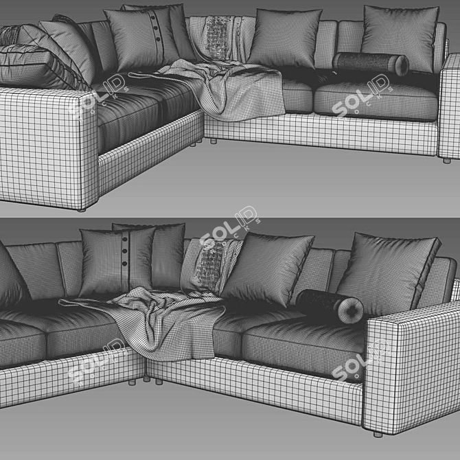 Modern Urban L-Shaped Sofa 3D model image 4