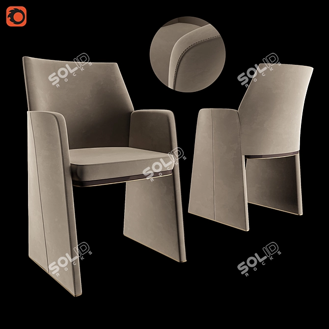 Elegant Velvet Dining Chair 3D model image 1