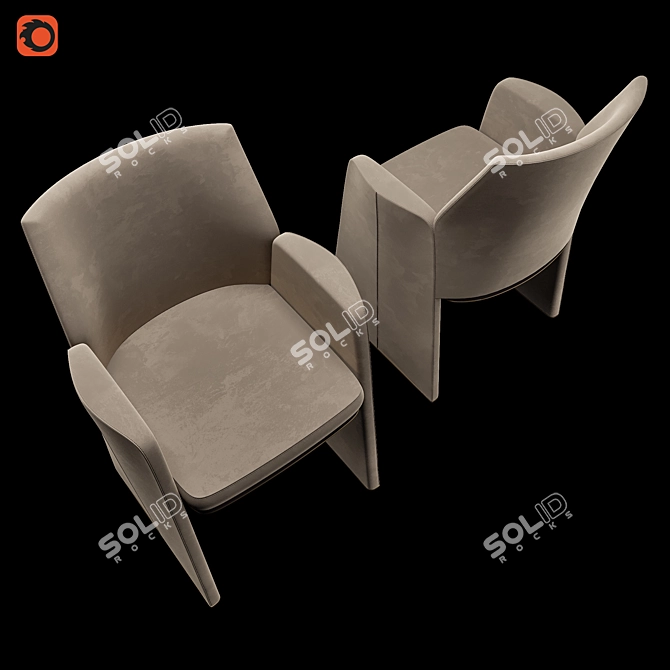 Elegant Velvet Dining Chair 3D model image 2