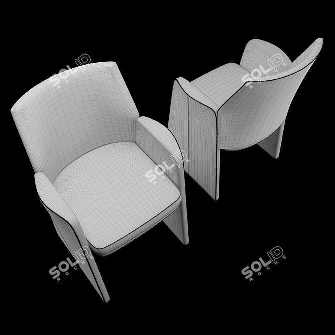 Elegant Velvet Dining Chair 3D model image 3