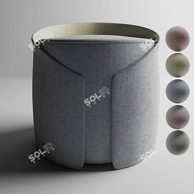 Cozy Knit Pouf 3D model image 1