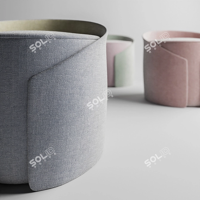 Cozy Knit Pouf 3D model image 2