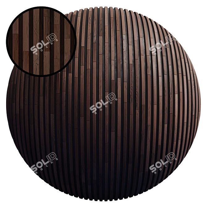 Striped Wood Panel Texture Set 3D model image 1