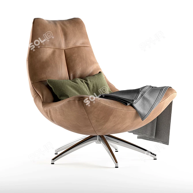 Reflex Brown Swivel Armchair 3D model image 1