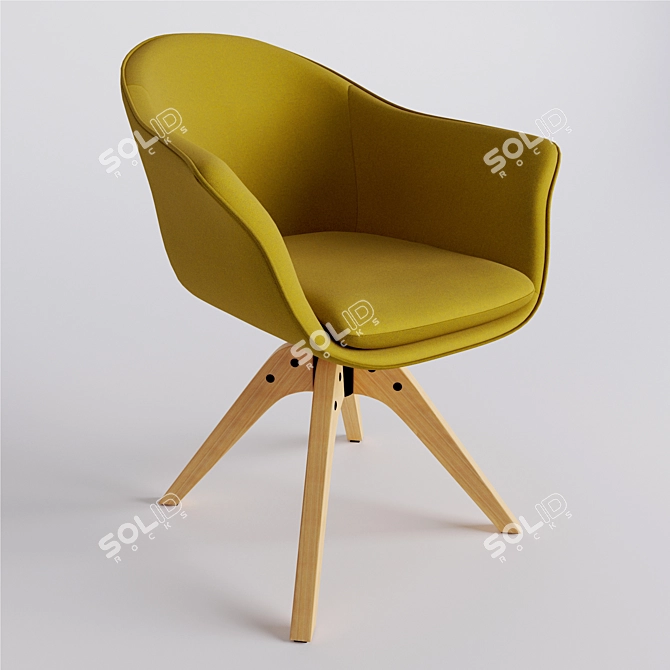 Vintage Office Swivel Armchair Quilda 3D model image 1