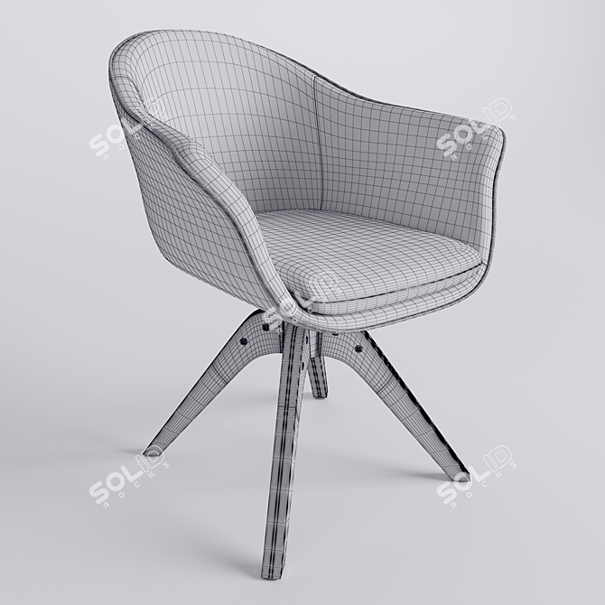 Vintage Office Swivel Armchair Quilda 3D model image 4