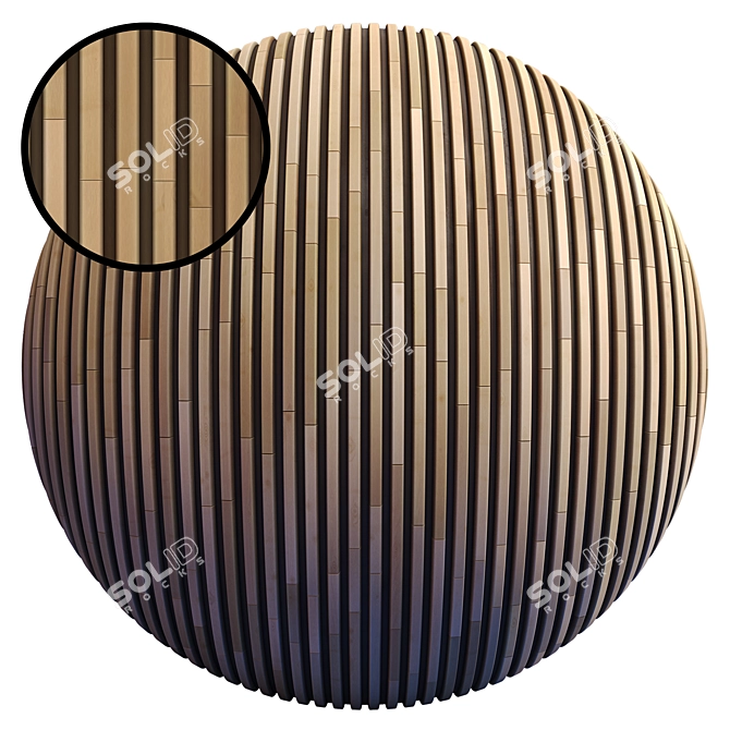 Luxury Striped Wood Panel Kit: PBR 4K 3D model image 1