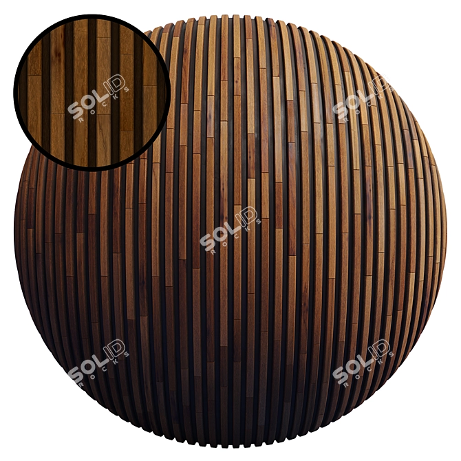 Striped Wood Panel - High-Res PBR Textures 3D model image 1