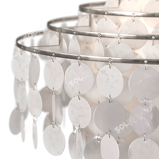 Elegant Shell & Chrome Chandelier 3D model image 2