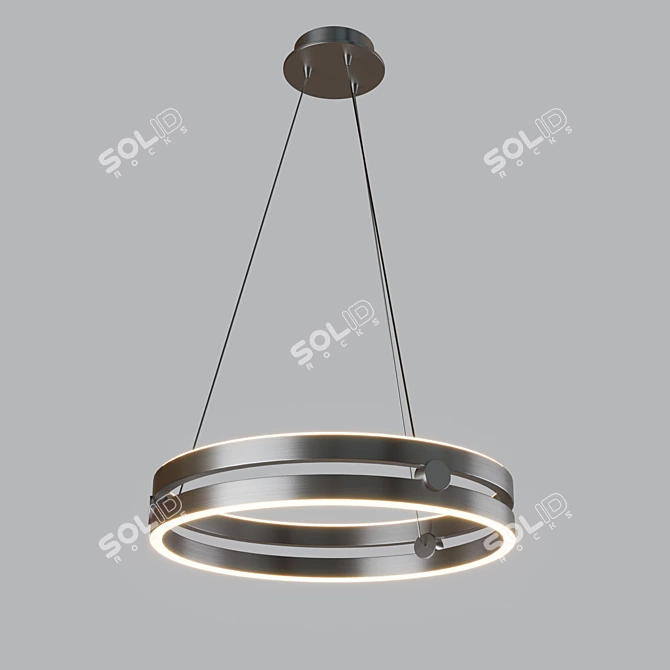 Sleek Nickel Wheel LED Ceiling Light 3D model image 1