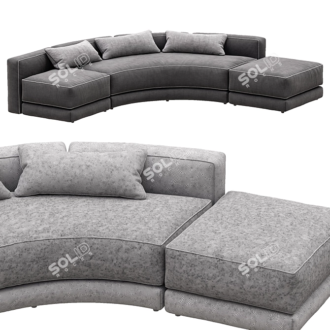 Montauksofa Lewis Curved: Modern Elegance for Your Space 3D model image 5