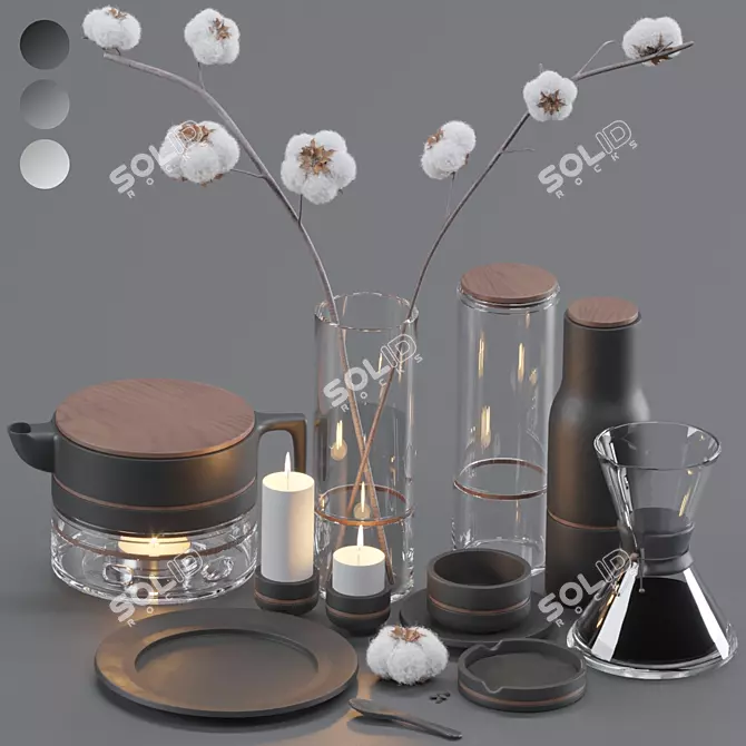 Elegant Coffee Decor Set 3D model image 1